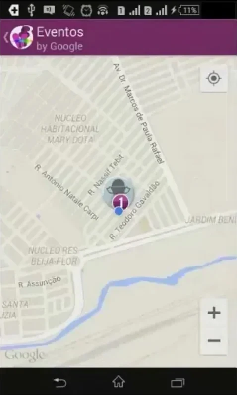 Mapa do VibeFestApp com localização