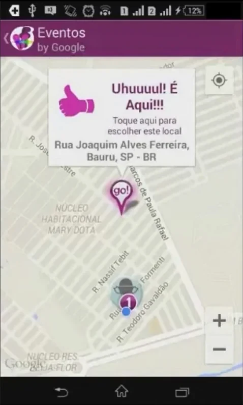 Evento localizado no mapa do VibeFestApp