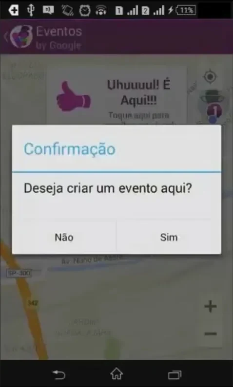 Confirmação de criação de evento no VibeFestApp