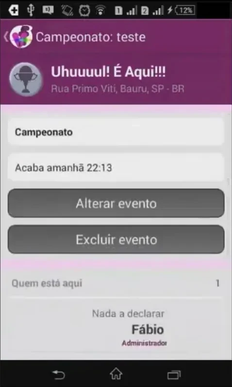 Gerenciamento de evento no VibeFestApp