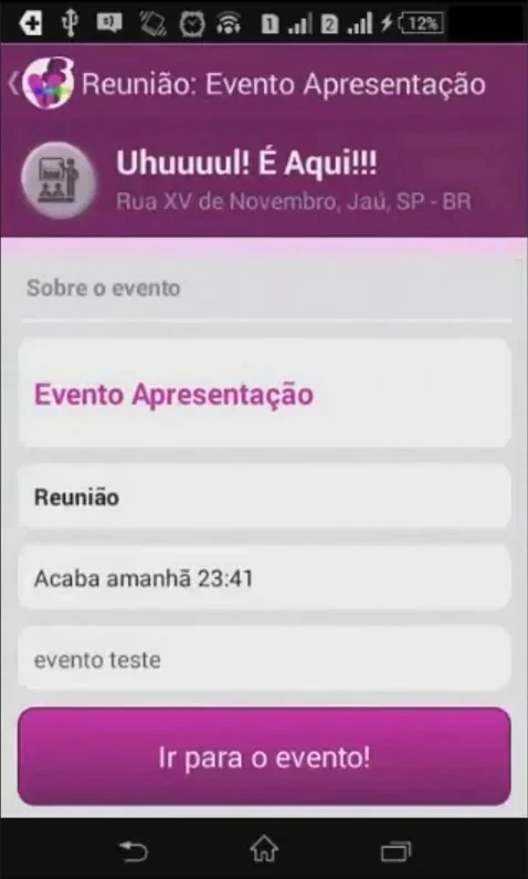 Detalhes de evento no VibeFestApp